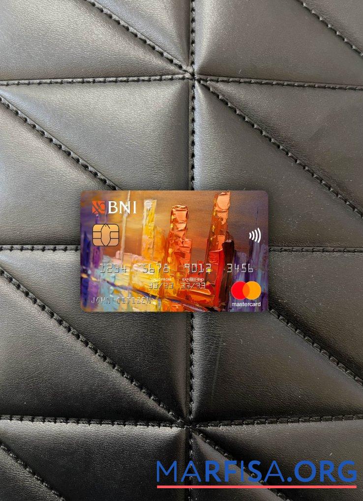 Blank Indonesia bank Negara indonesia (BNI) mastercard photolook front real example